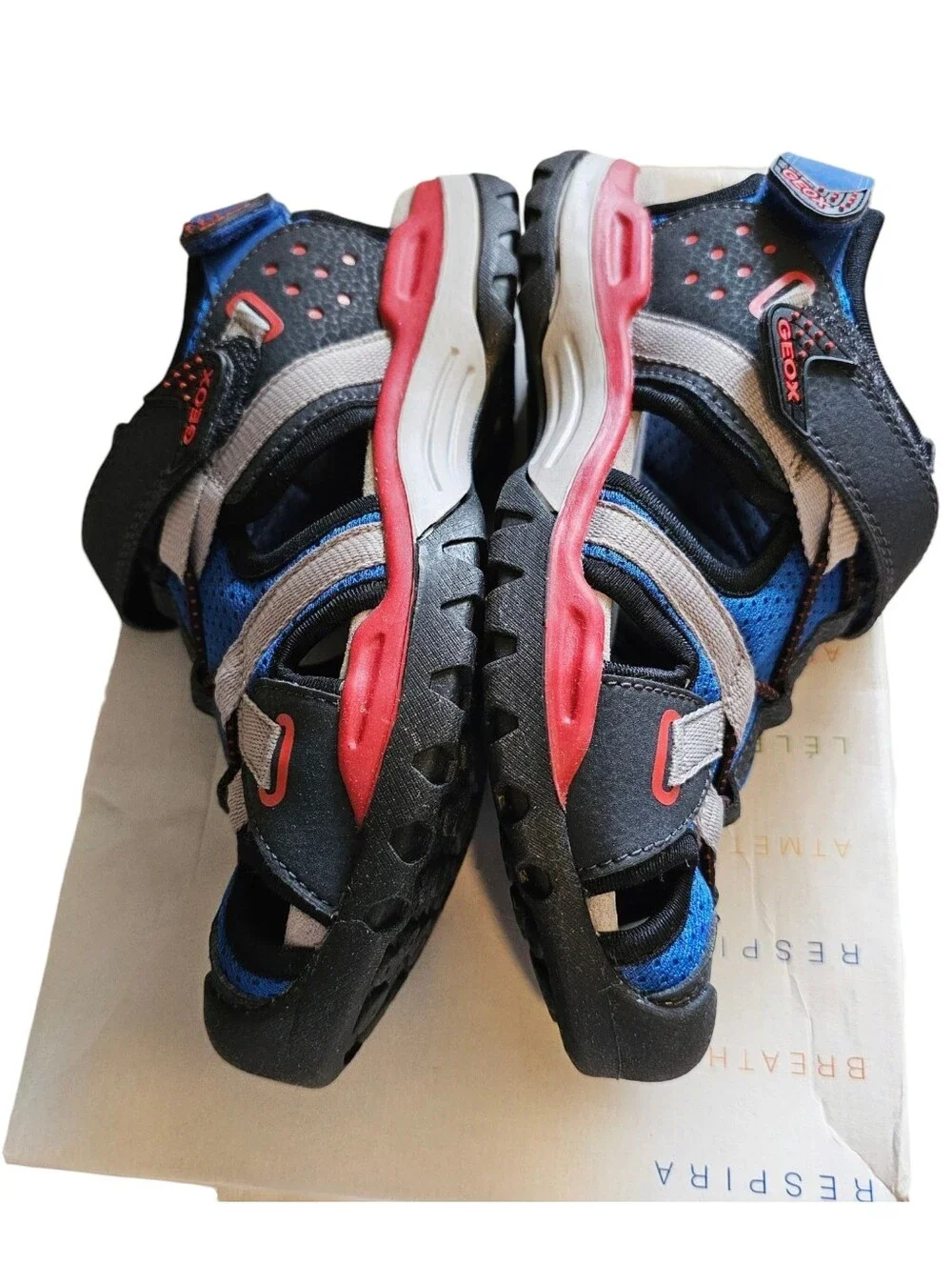Geox Kids J Borealis B Boy Sandals Royal Blue Red Size US 3.5 EU 35 NEW In BOX